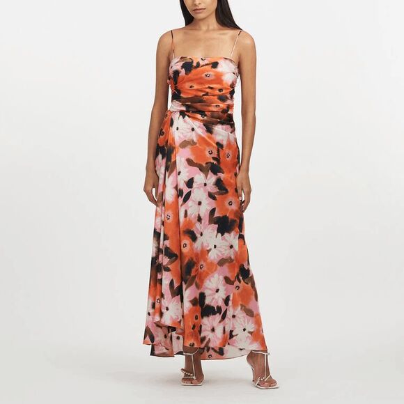 Tanya Taylor chloe watercolor geranium maxi dress Size US6 $645 - Picture 1 of 12